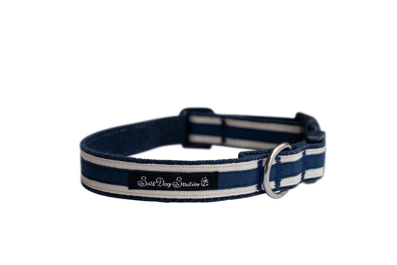 Coastal Navy Hemp Luxury Dog Collar