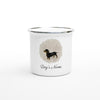 Personalised Black and Tan Dachshund White 12oz Enamel Mug