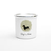 Personalised Black and Tan Dachshund White 12oz Enamel Mug