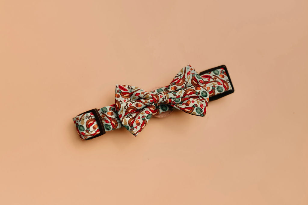 Pheasants dog bow tie on dog  collar