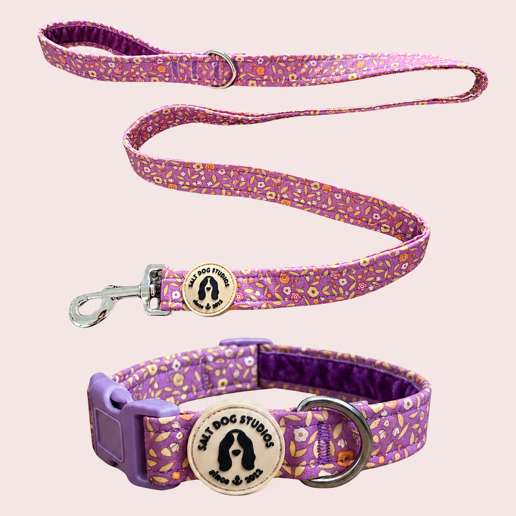 Ditsy Floral Purple Everyday Pair – Collar & Lead