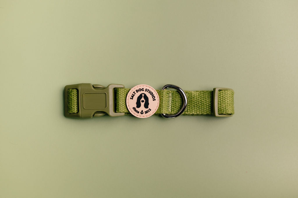 grass green hemp dog collar