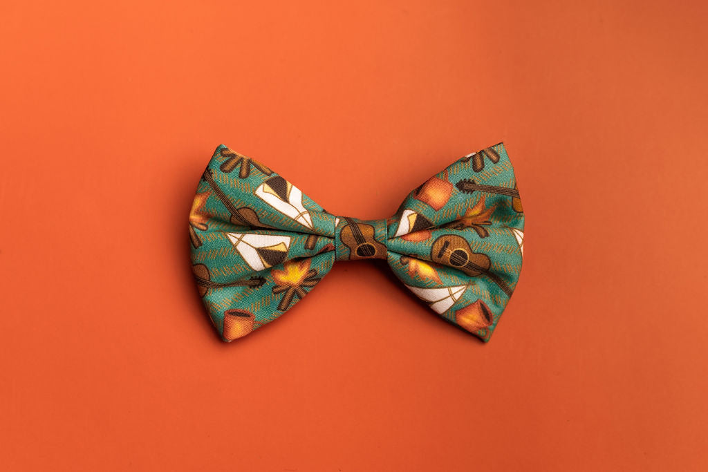 mountain camp out dog bow tie