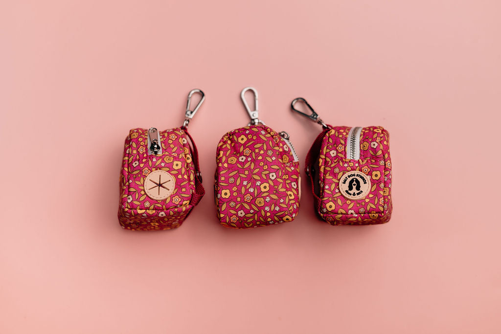 pink ditsy floral poo bag holder