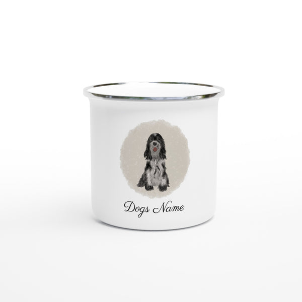 Personalised Blue Roan Cocker Spaniel White 12oz Enamel Mug